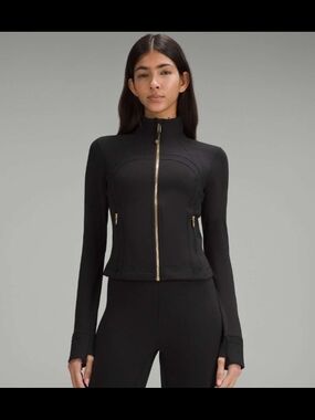 Lululemon Black And Gold Nulu Cropped Define Jacket